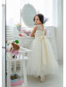 Ivory Lace Tulle Flower Girl Dress With Tiny Bow Ivory Lace Tulle Flower Girl Dress With Tiny Bow